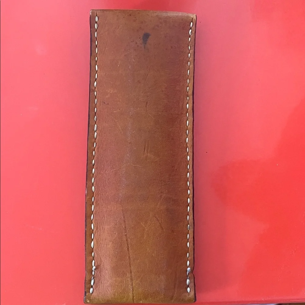 Brown Leather Floral Glasses Case